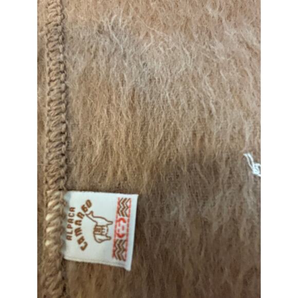 Alpaca Camargo Woven 100% Alpaca Fringe Camel Brown Scarf Made in Peru - Picture 4 of 6